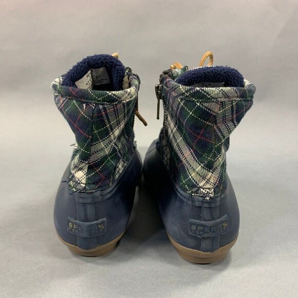 Sperry Rain Boots Women's Size 7.5 Blue Plaid Syren Gulf Rubber Duck Boots - Picture 6 of 11